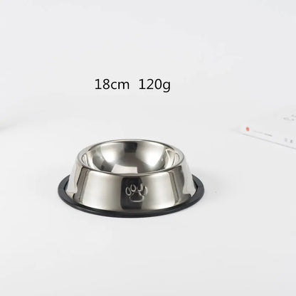 Non-Slip Stainless Steel Dog Bowl with Paw Prints