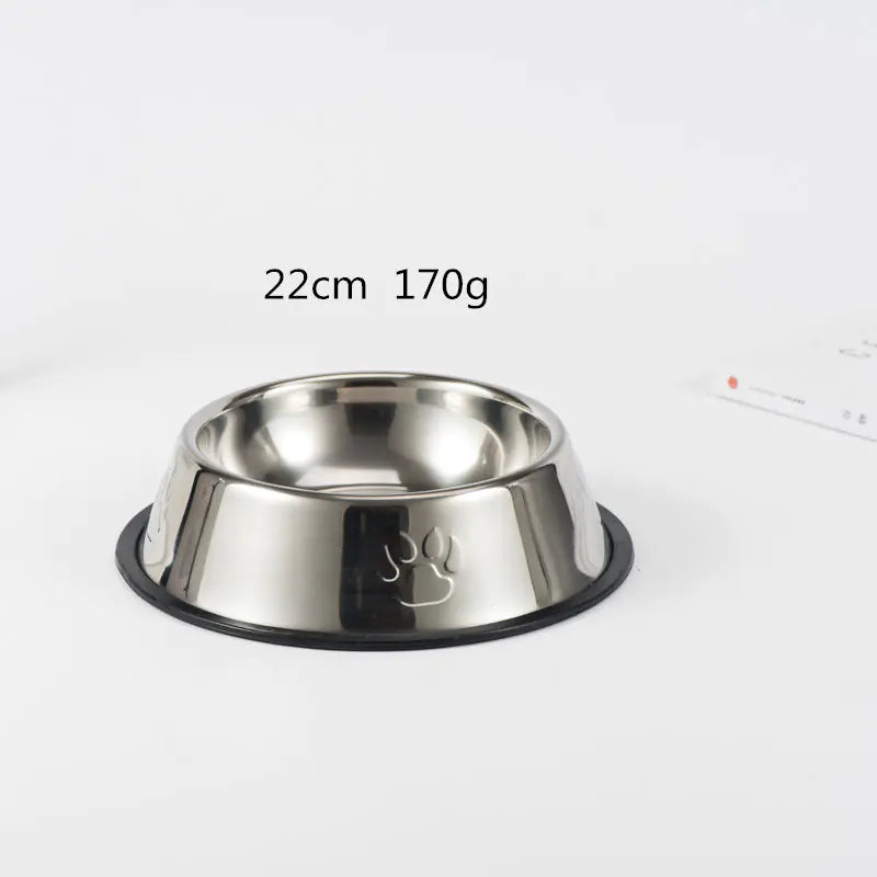 Non-Slip Stainless Steel Dog Bowl with Paw Prints