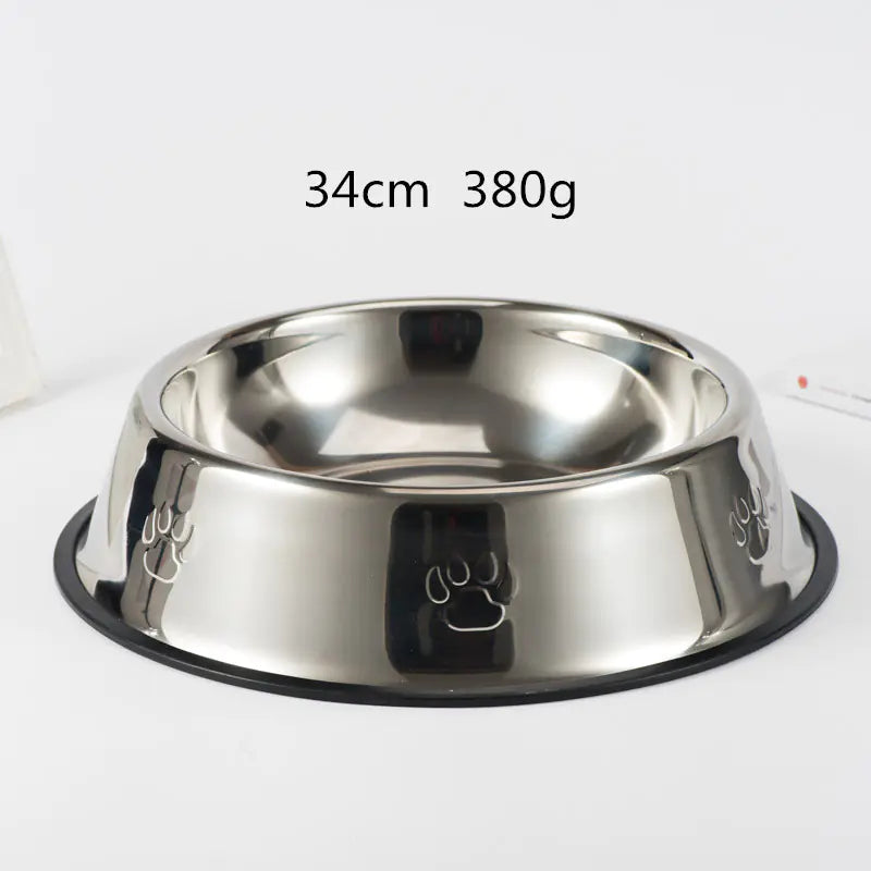 Non-Slip Stainless Steel Dog Bowl with Paw Prints