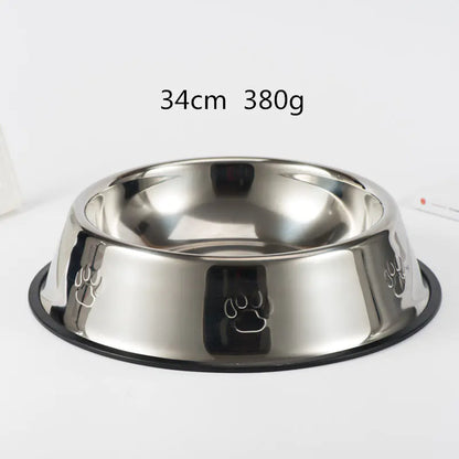 Non-Slip Stainless Steel Dog Bowl with Paw Prints