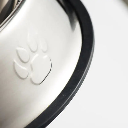 Non-Slip Stainless Steel Dog Bowl with Paw Prints